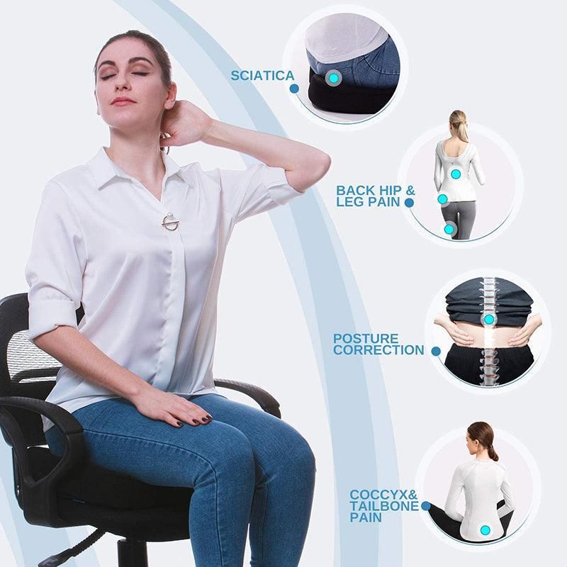 Orthopaedic Memory Foam Seat Cushion Support Back Pain Chair Pillow Car - Purple