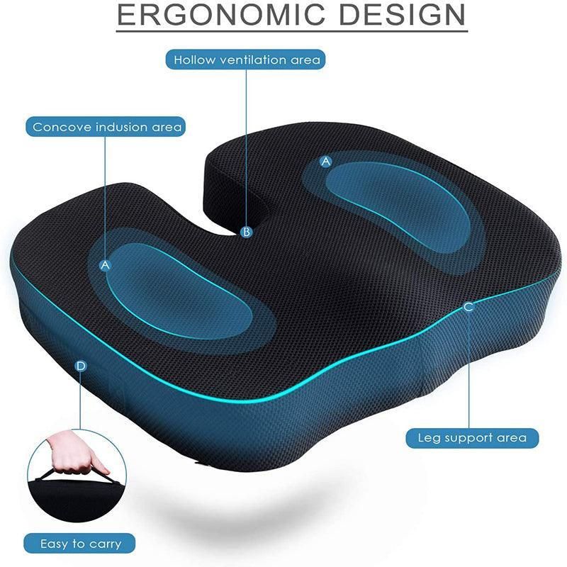Orthopaedic Memory Foam Seat Cushion Support Back Pain Chair Pillow Car - Purple