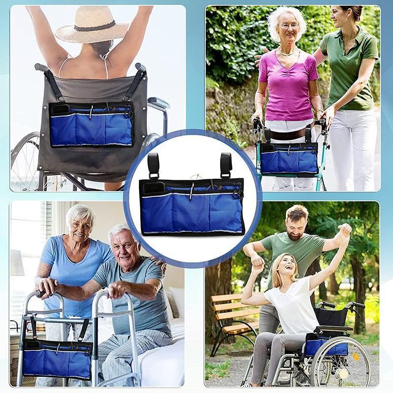 Waterproof Organizer Side Bag for Wheelchairs and Walkers - Black