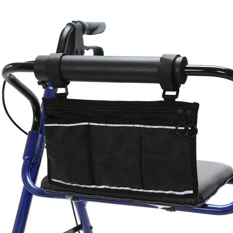 Waterproof Organizer Side Bag for Wheelchairs and Walkers - Black