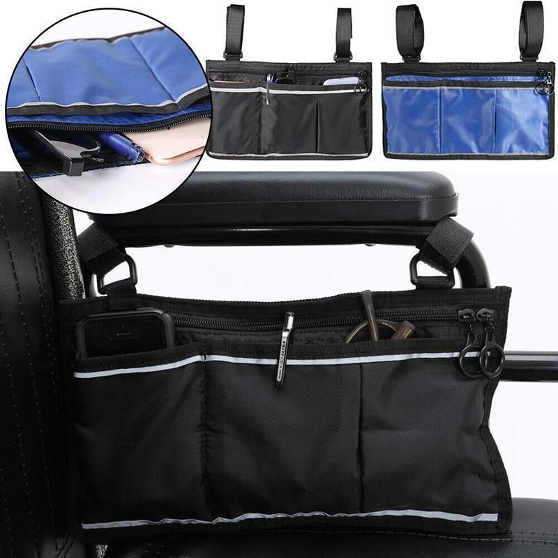 Waterproof Organizer Side Bag for Wheelchairs and Walkers - Black