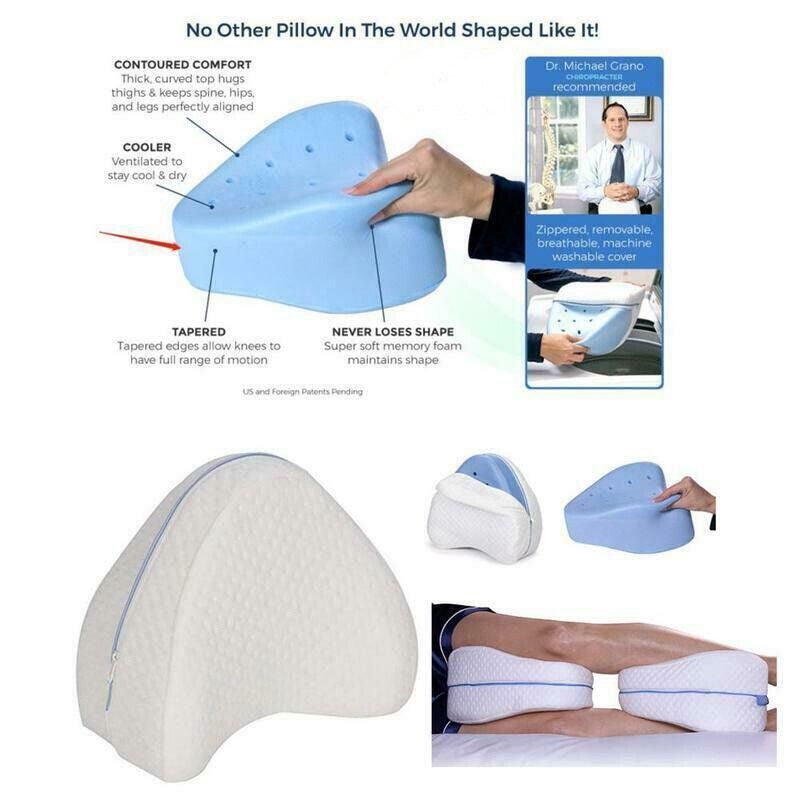 Knee Support Ergonomic Memory Foam Leg Pillow Cushion Washable Cover