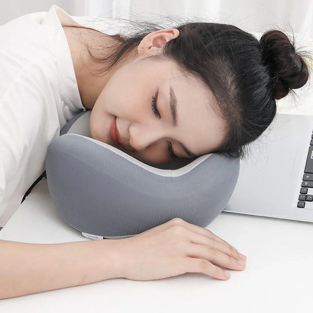 Memory Foam U Shaped Neck Pillow Travel Portable Office Nap Support Pillow - Black