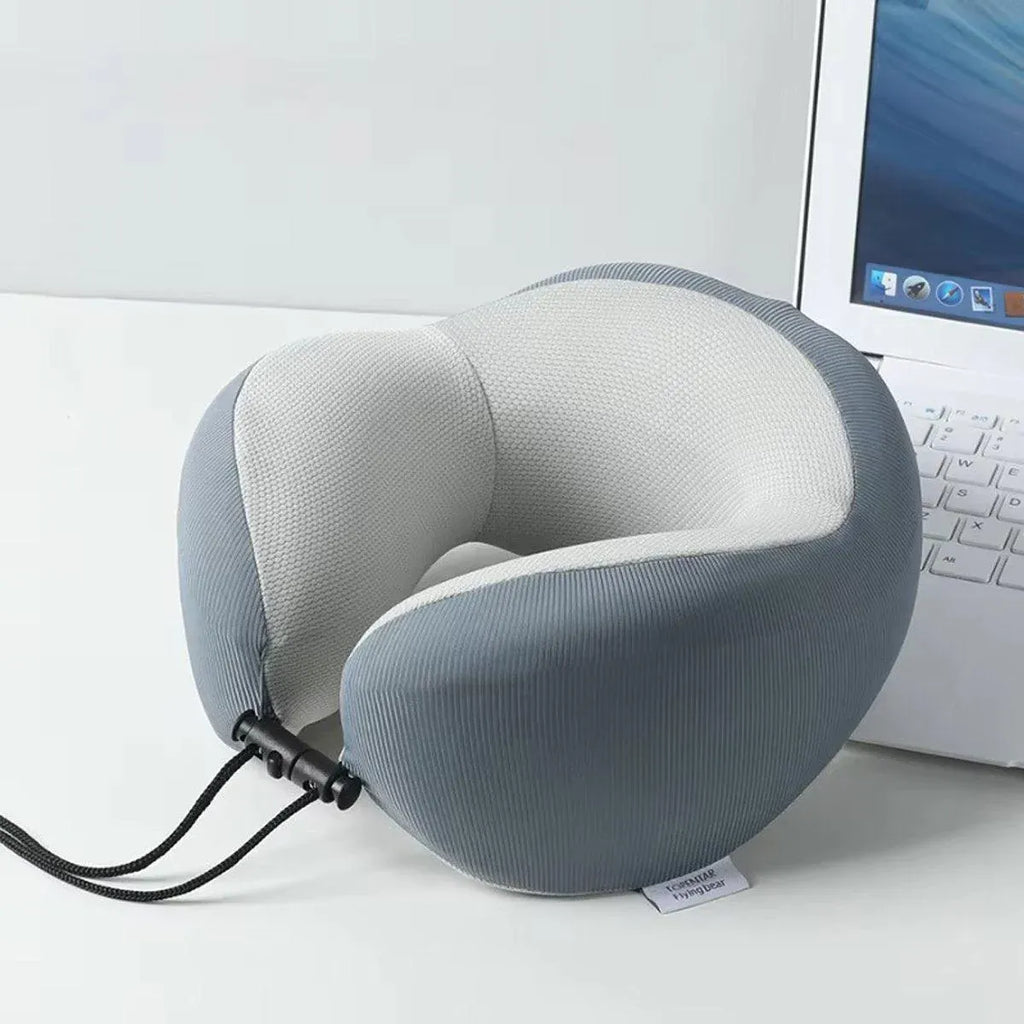 Memory Foam U Shaped Neck Pillow Travel Portable Office Nap Support Pillow - Black