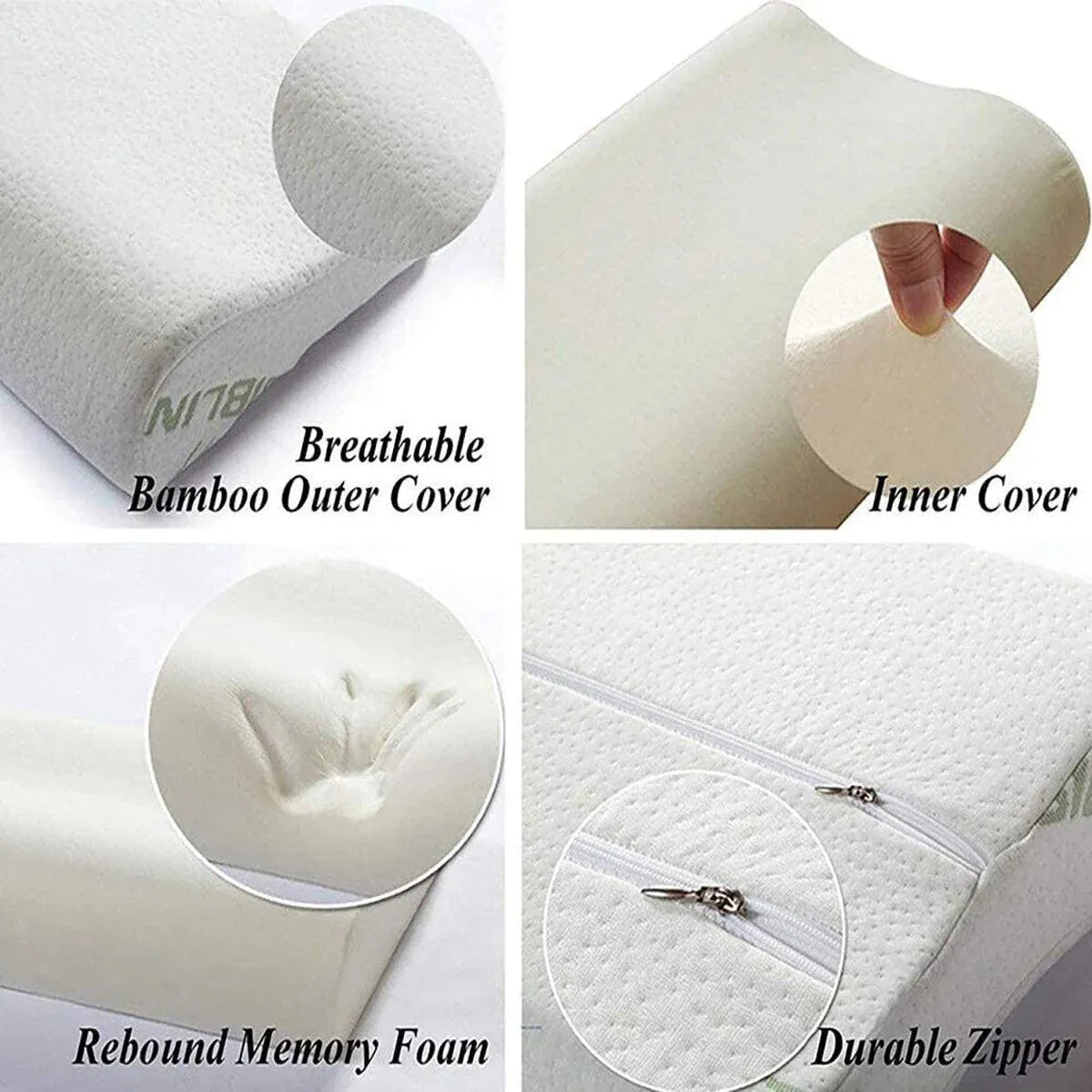 1/2PCS Memory Foam Neck Pillow Wavy Contour Slow Rebound Pillow - 55x35x11cm-1pc