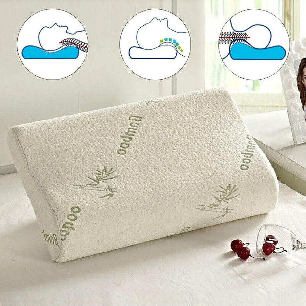 1/2PCS Memory Foam Neck Pillow Wavy Contour Slow Rebound Pillow - 55x35x11cm-1pc