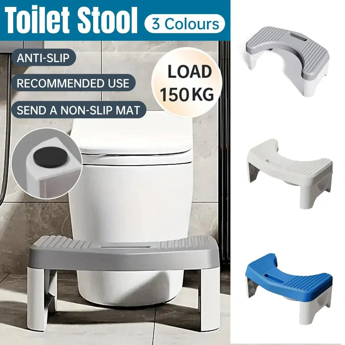 Thickened Toilet Squatting Stool Bathroom Footstool Household Restroom Pad - Grey