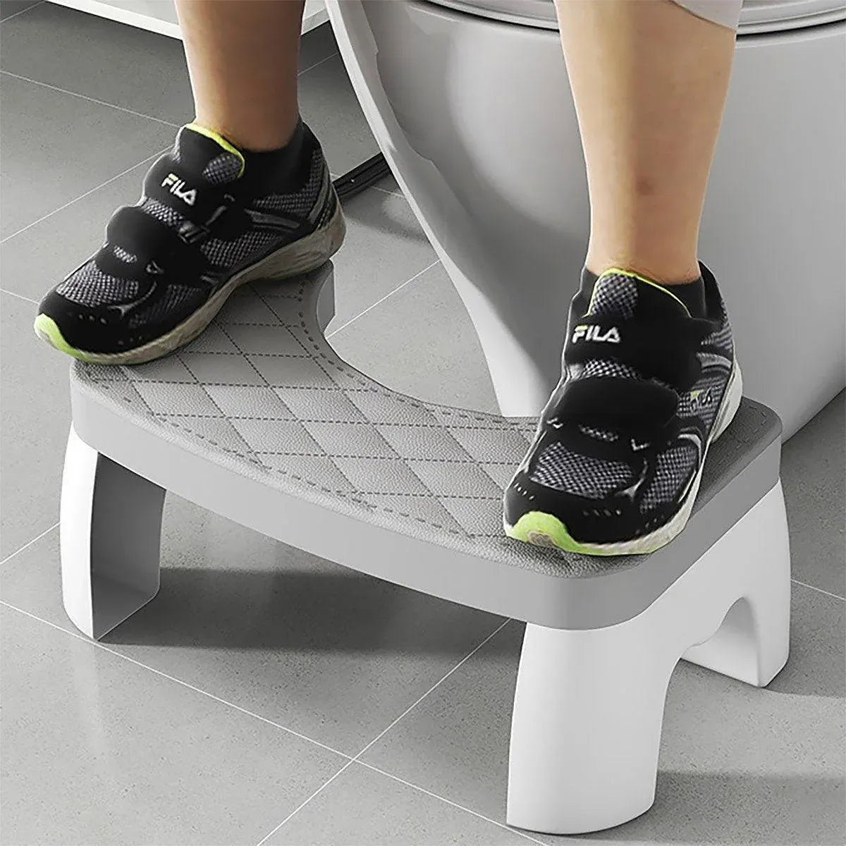 Toilet Stool Anti-Slip Bathroom Footstool for Home Use with Stable Support Design - White