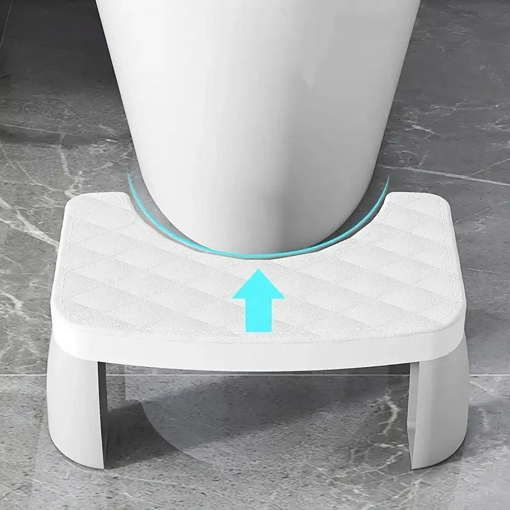 Toilet Stool Anti-Slip Bathroom Footstool for Home Use with Stable Support Design - White