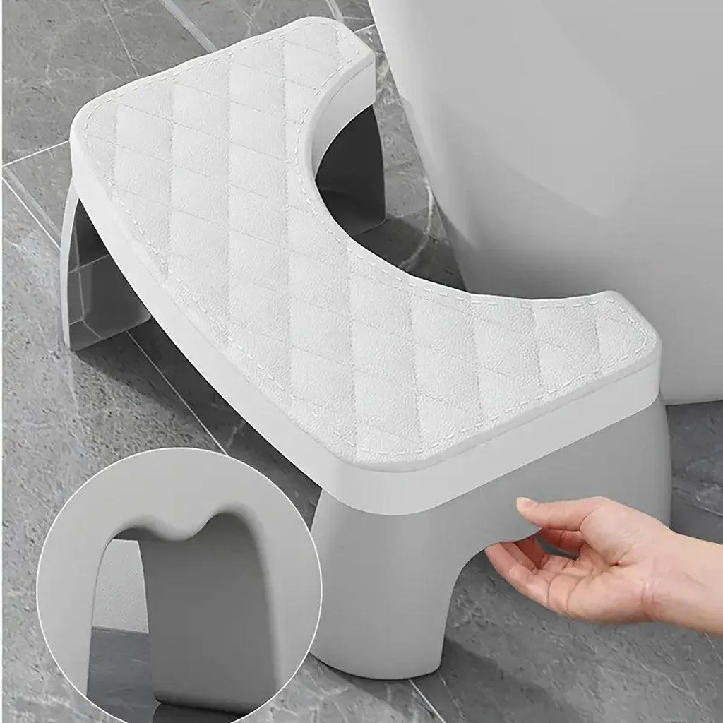 Toilet Stool Anti-Slip Bathroom Footstool for Home Use with Stable Support Design - White