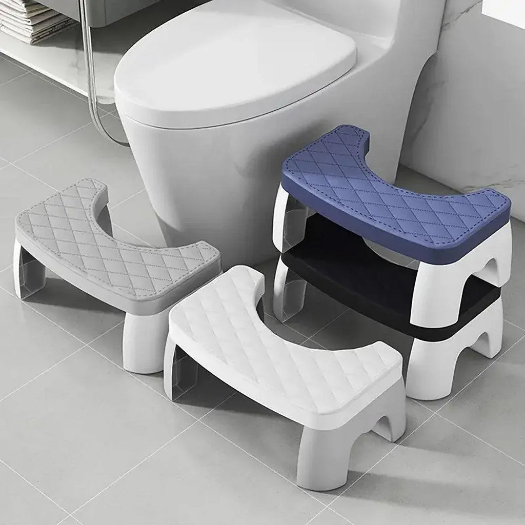 Toilet Stool Anti-Slip Bathroom Footstool for Home Use with Stable Support Design - White