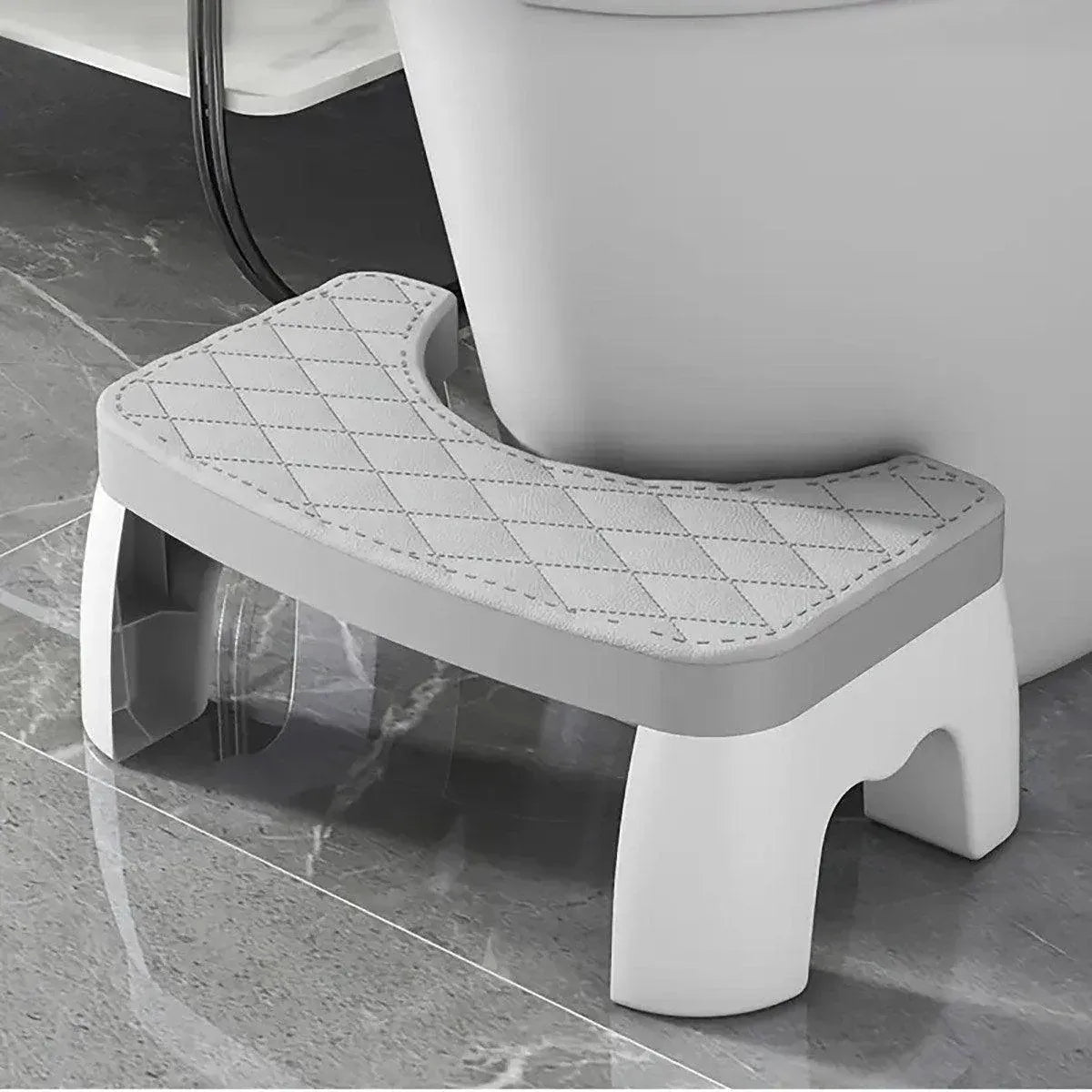 Toilet Stool Anti-Slip Bathroom Footstool for Home Use with Stable Support Design - White