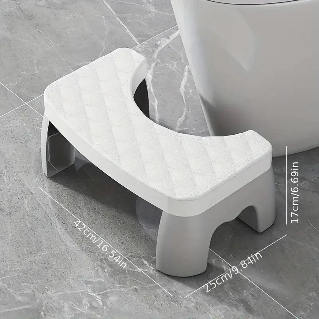 Toilet Stool Anti-Slip Bathroom Footstool for Home Use with Stable Support Design - White