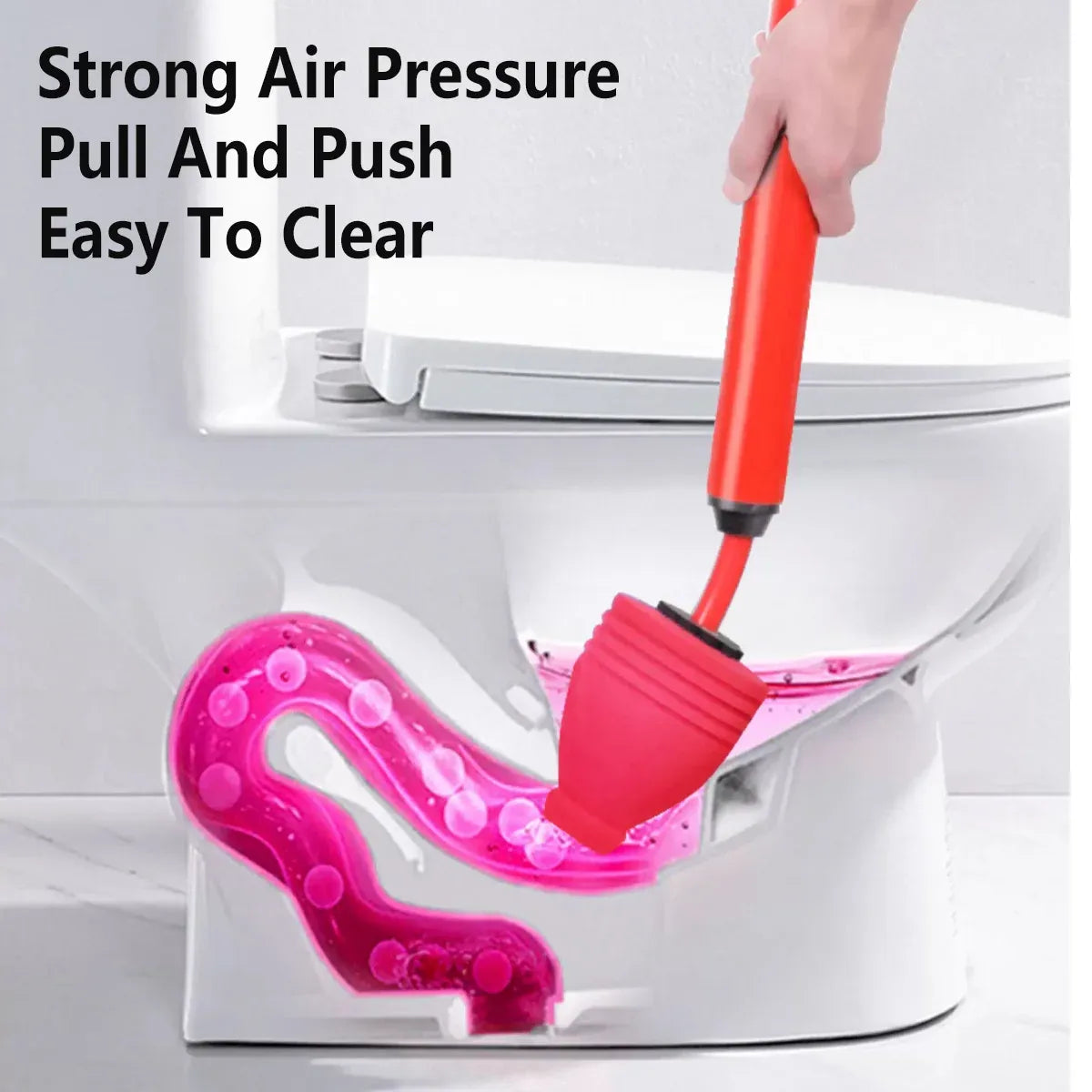 2PCS Toilet Plunger Vacuum Pump Powerful Clog Remover Sewer Drain Unclogging Tool