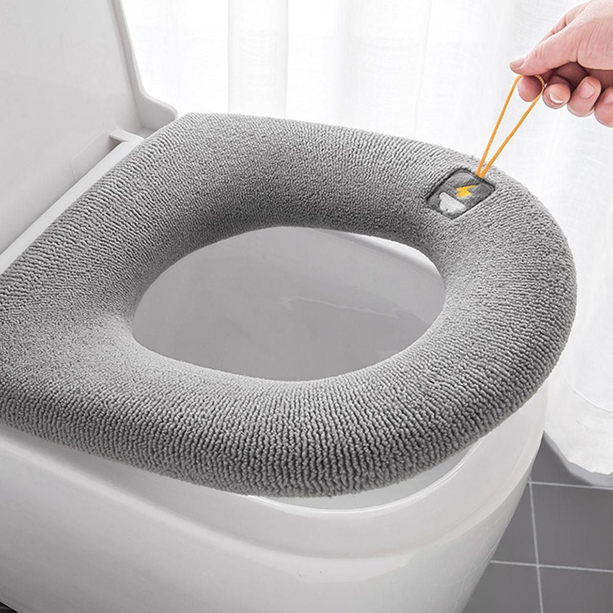 Soft Toilet Seat Bathroom Washable Warmer Cushion Mat Cover Pad Hook New Lid  Au - Blue