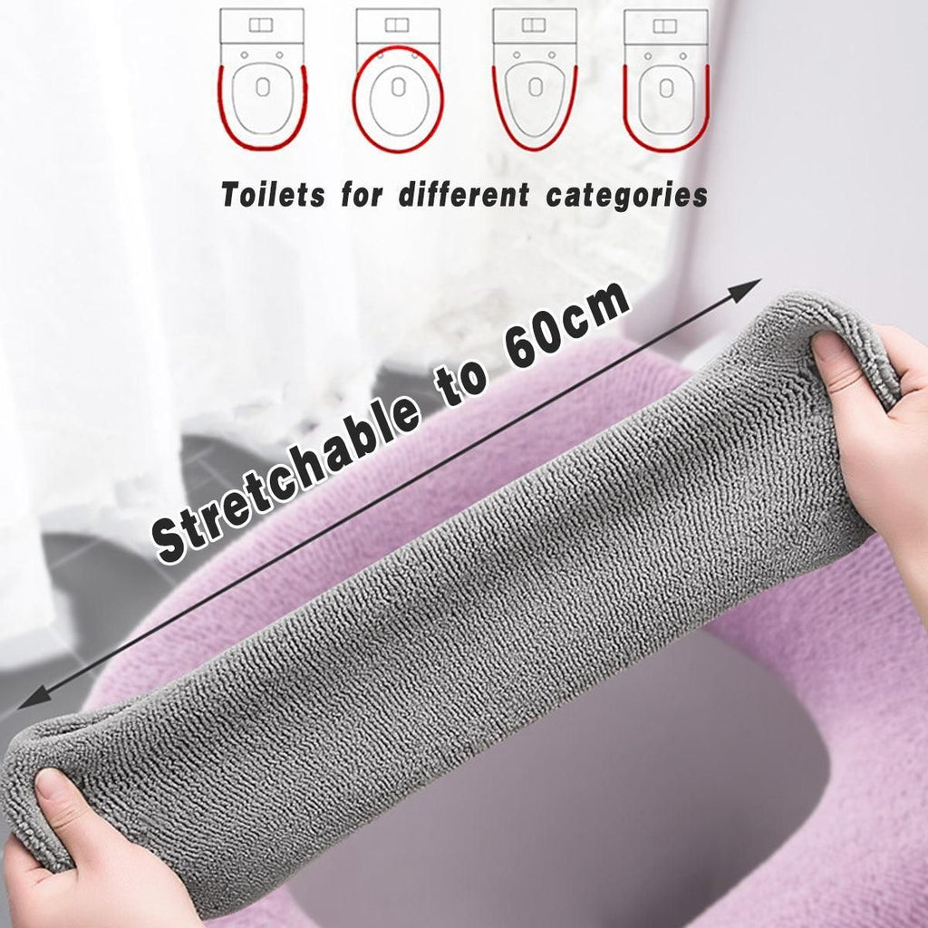 Soft Toilet Seat Bathroom Washable Warmer Cushion Mat Cover Pad Hook New Lid  Au - Blue