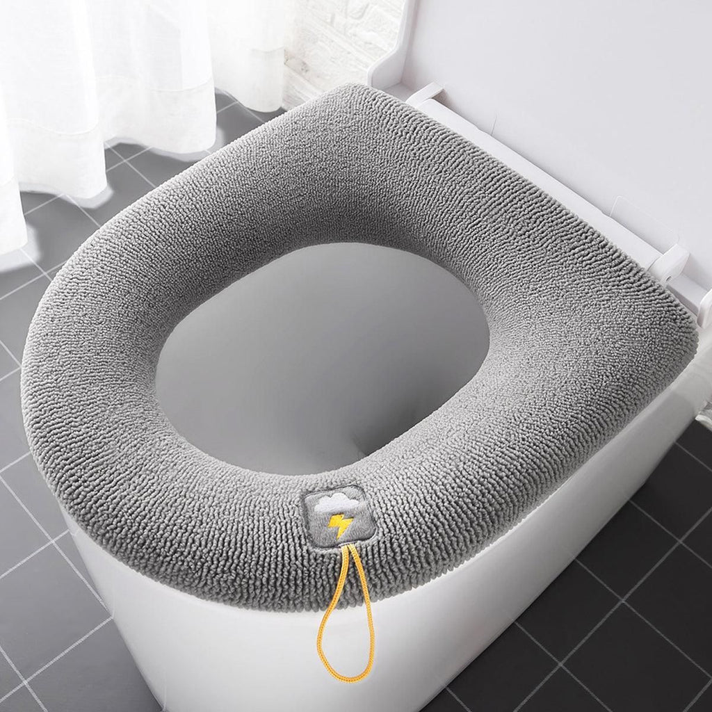 Soft Toilet Seat Bathroom Washable Warmer Cushion Mat Cover Pad Hook New Lid  Au - Blue