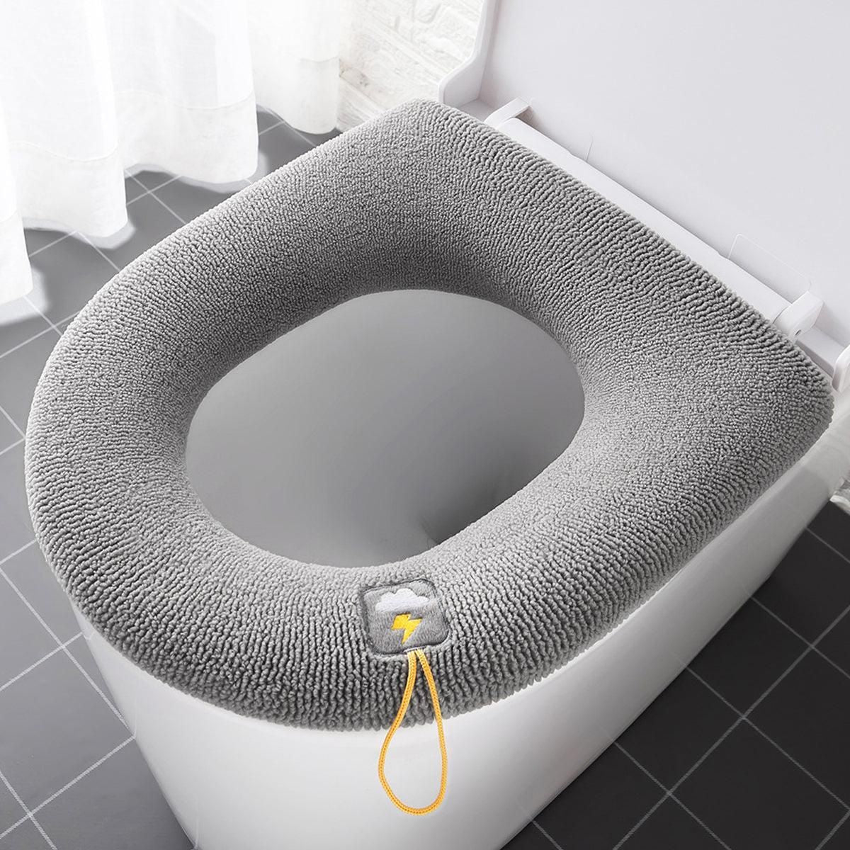 Soft Toilet Seat Bathroom Washable Warmer Cushion Mat Cover Pad Hook New Lid  Au - Blue