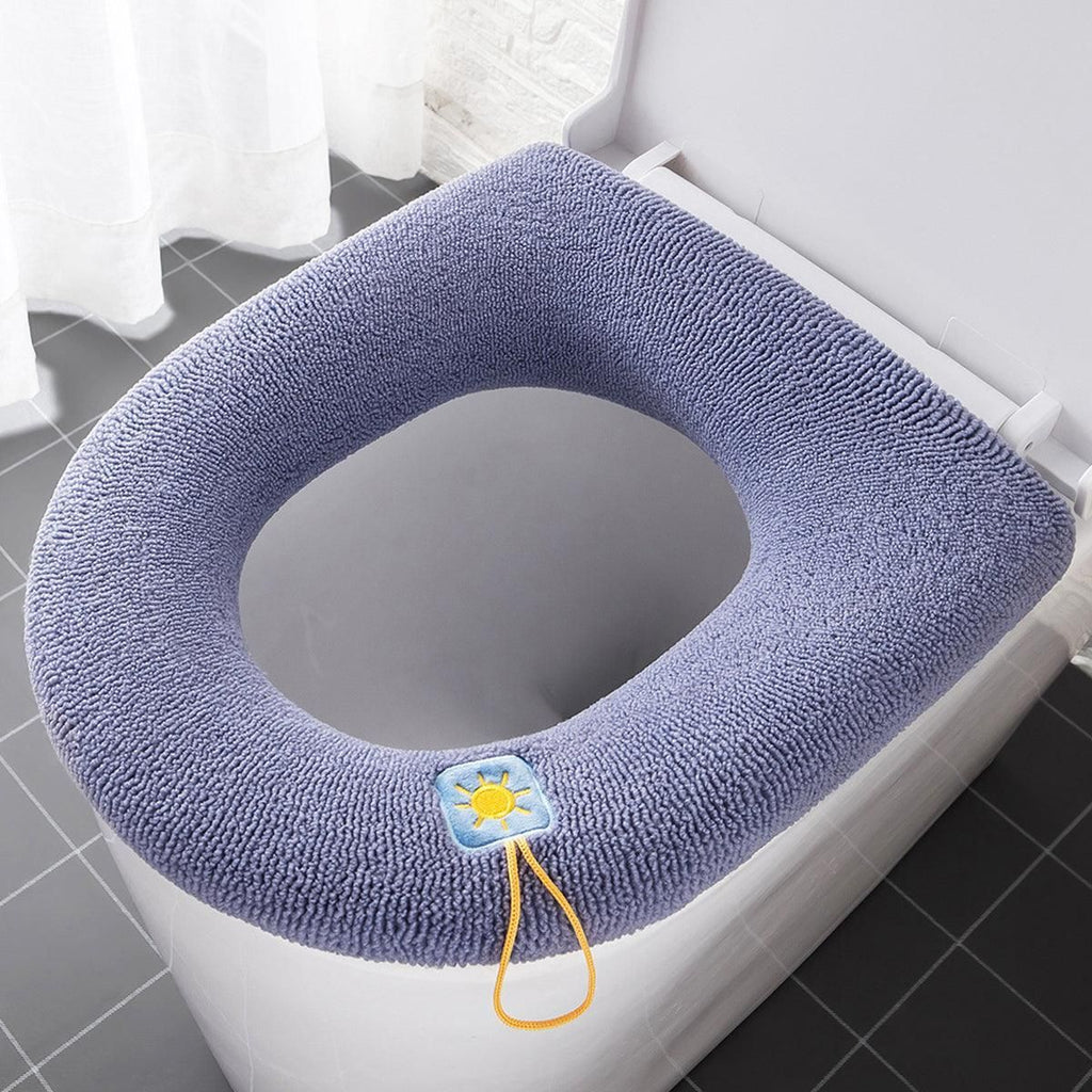 Soft Toilet Seat Bathroom Washable Warmer Cushion Mat Cover Pad Hook New Lid  Au - Blue