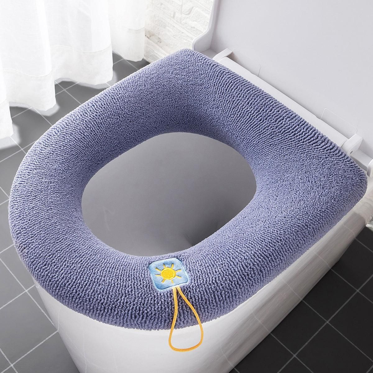 Soft Toilet Seat Bathroom Washable Warmer Cushion Mat Cover Pad Hook New Lid  Au - Blue