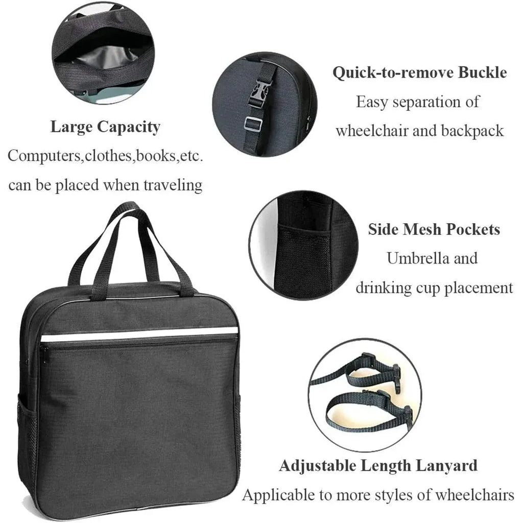 Wheelchair Bag Rear Hanging Storage Backpack Multifunctional Armchair Organizer