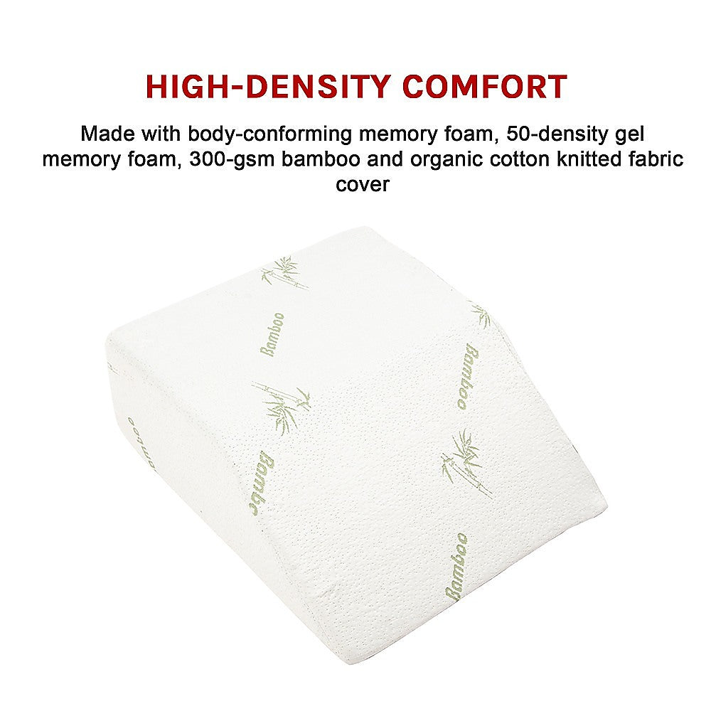 Cool Gel Memory Foam Wedge Pillow with Bamboo Cover for Bed & Lounge Comfort