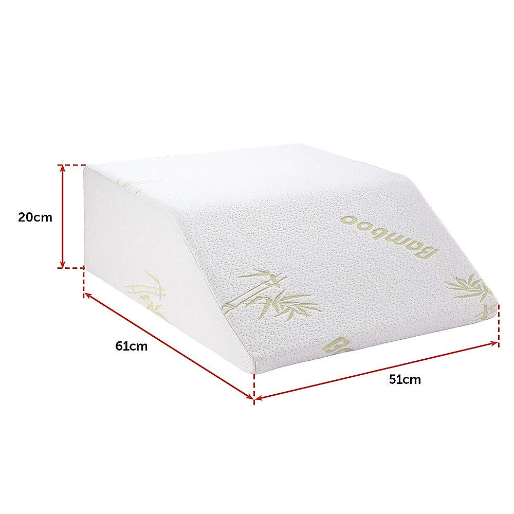 Cool Gel Memory Foam Wedge Pillow with Bamboo Cover for Bed & Lounge Comfort