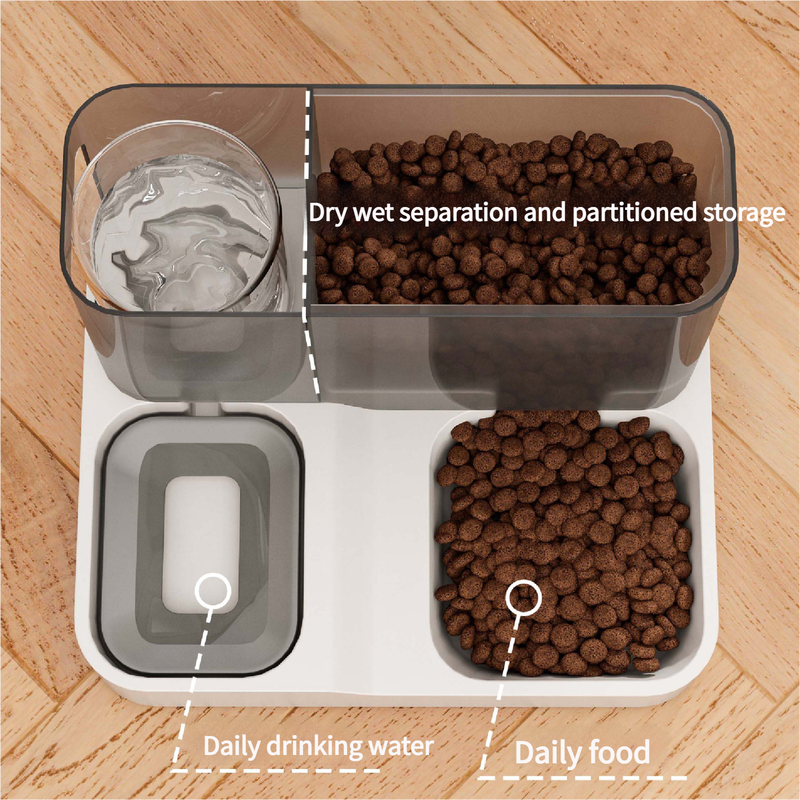 Grey Pet Feeder 3L Automatic Cat Feeder and Water Dispenser - Hassle-Free Hydration and Feeding