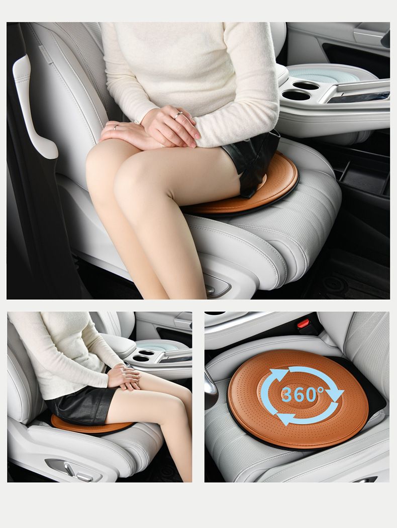 Saddle Brown 360 Degree Rotating Car Seat Cushion - 53cm Nano Tech Swivel Mobility Aid - Easy Vehicle Entry and Exit for Seniors, Breathable Non Slip Ergonomic Support for Home Office and Travel