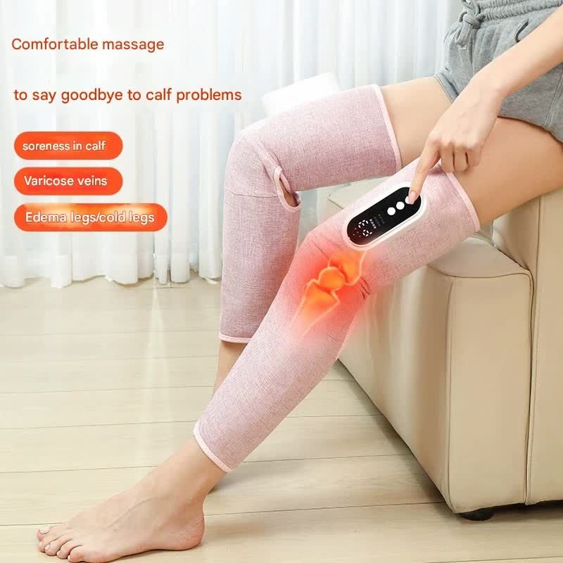 Rechargeable Air Compression Leg Massager with Heat Therapy for Knee & Calf Relief(grey-Double)