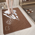 Brown Cat Head Design Loofah Texture Shower Mat (40x60cm) - Non-Slip PVC Bathroom Floor Mat with Drainage, Quick-Dry, Anti-Mould