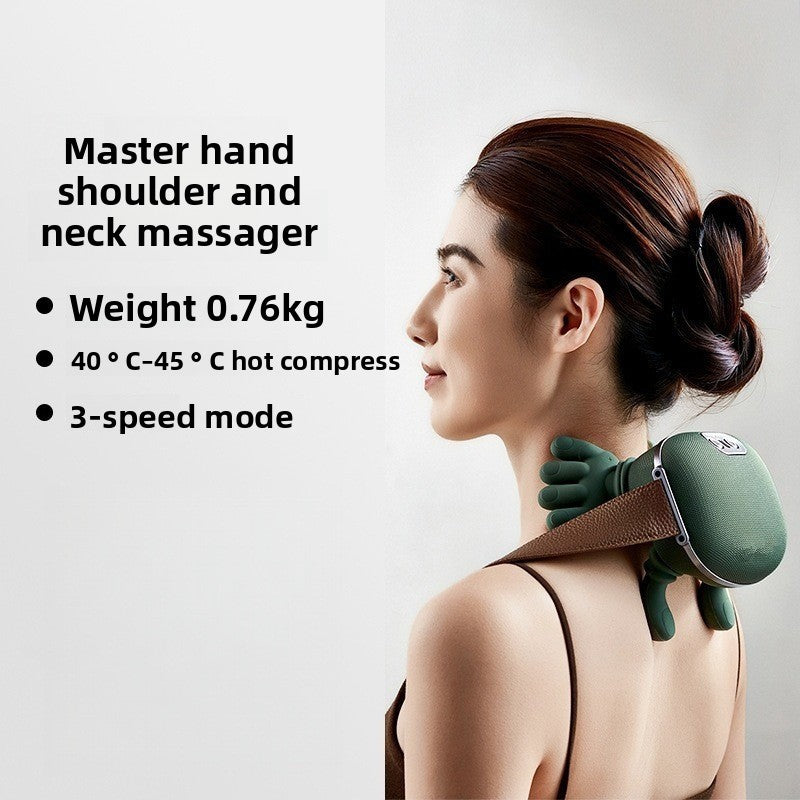 Green Cordless Shoulder and Neck Massager with Heat Rechargeable Shiatsu Deep Tissue Massage Pillow for Pain Relief and Relaxation