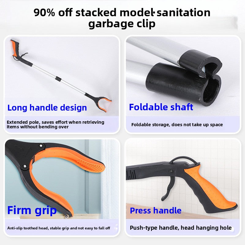 Blue and Black Handle Foldable Grabber Reacher Tool - 83cm Aluminium Litter Picker with Magnetic Tip - Lightweight Mobility Aid for Garden & Home Rubbish Cleanup