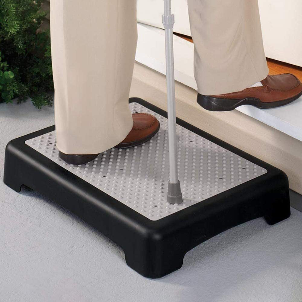 Portable Outdoor Half Step Stool Non-Slip Mobility Aid Compact Platform 43x33cm for Elderly Home Car & Bath Use Black