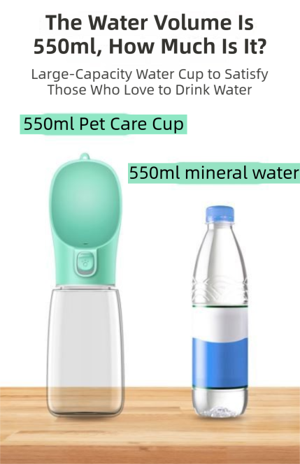 Green Portable Dog Water Bottle and Drink Feeder - 550ml Pet Travel Water Cup for Walking, Hiking & Outdoor Use (High-Temperature Resistant)