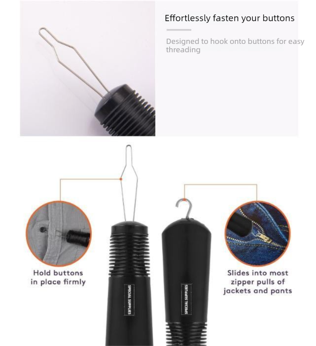 Black Dressing Aid Tool – Button & Zipper Assistant for Elderly and People with Limited Mobility