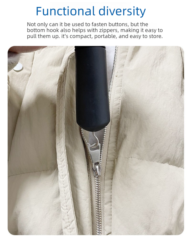 Grey Dressing Aid Tool – Button & Zipper Assistant for Elderly and People with Limited Mobility