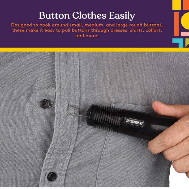 Grey Dressing Aid Tool – Button & Zipper Assistant for Elderly and People with Limited Mobility