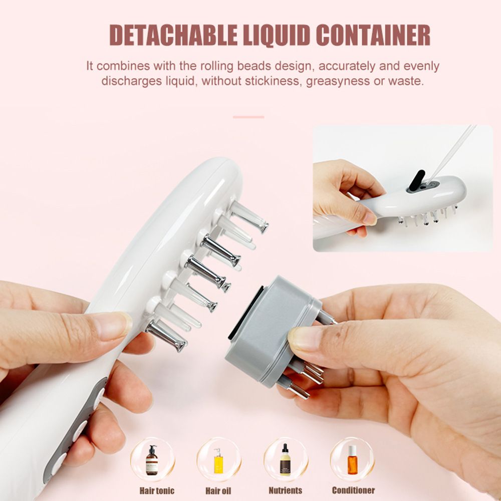 White Smart Scalp Massage Comb with EMS, LED Light Therapy & Vibration – Rechargeable Hair Growth Applicator