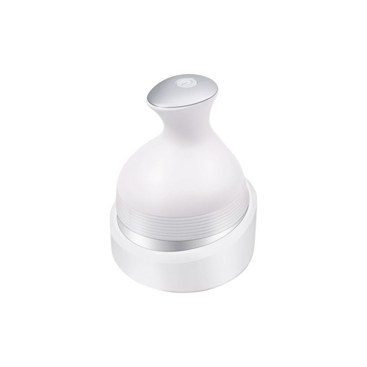 White Wireless Electric Scalp Massager with 28 Soft Silicone Massage Claws Storage Base - Rechargeable Hand-Simulated 4D Deep Kneading Head Massage Device for Humans and Pets