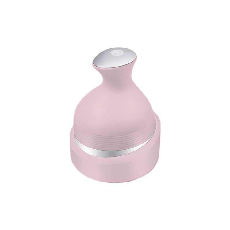 Pink Wireless Electric Scalp Massager with 28 Soft Silicone Massage Claws Storage Base - Rechargeable Hand-Simulated 4D Deep Kneading Head Massage Device for Humans and Pets