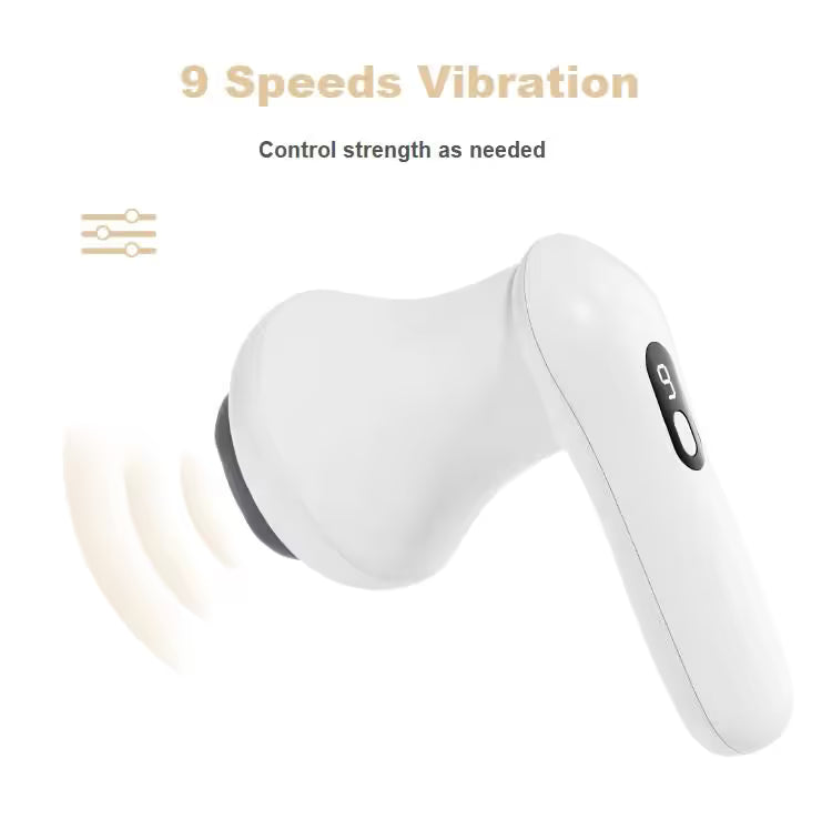 White Wireless Multi Function Fat Burning & Body Shaping Massager with 9 Speed Levels, 5 Massage Heads, Smart Digital Display and Type-C Charging - Portable Slimming Vibration Machine for Muscle Relaxation Sculpting