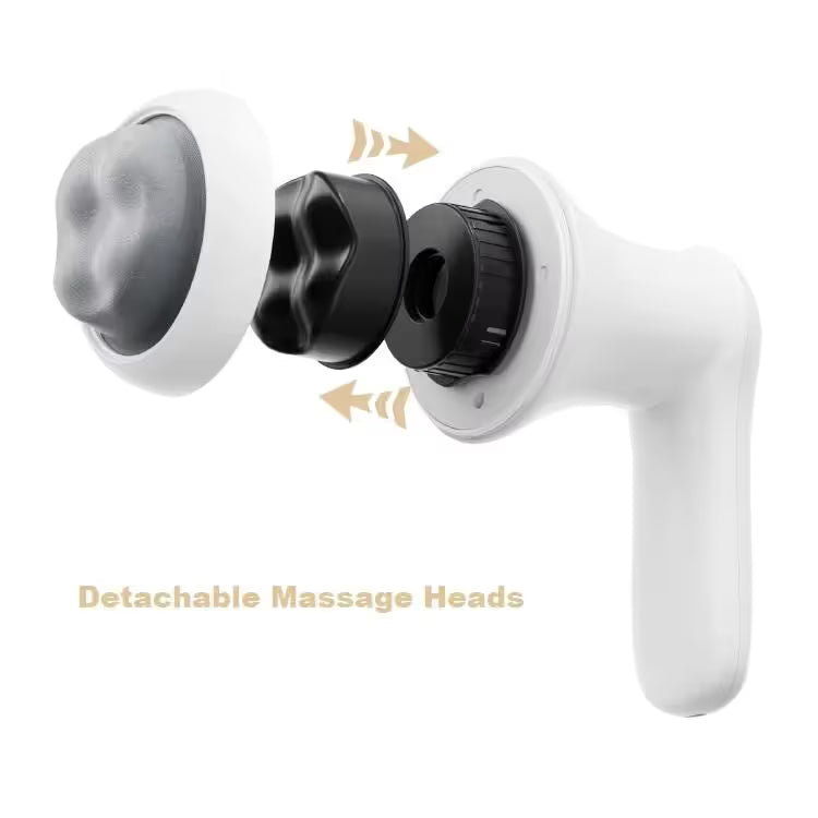White Wireless Multi Function Fat Burning & Body Shaping Massager with 9 Speed Levels, 5 Massage Heads, Smart Digital Display and Type-C Charging - Portable Slimming Vibration Machine for Muscle Relaxation Sculpting