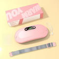 Pink Portable USB Rechargeable Graphene Heating Waist Belt with Gift Box - 4 Modes Vibrating Abdominal Massager & 3 Levels Large Area Heating Therapy Pad for Women