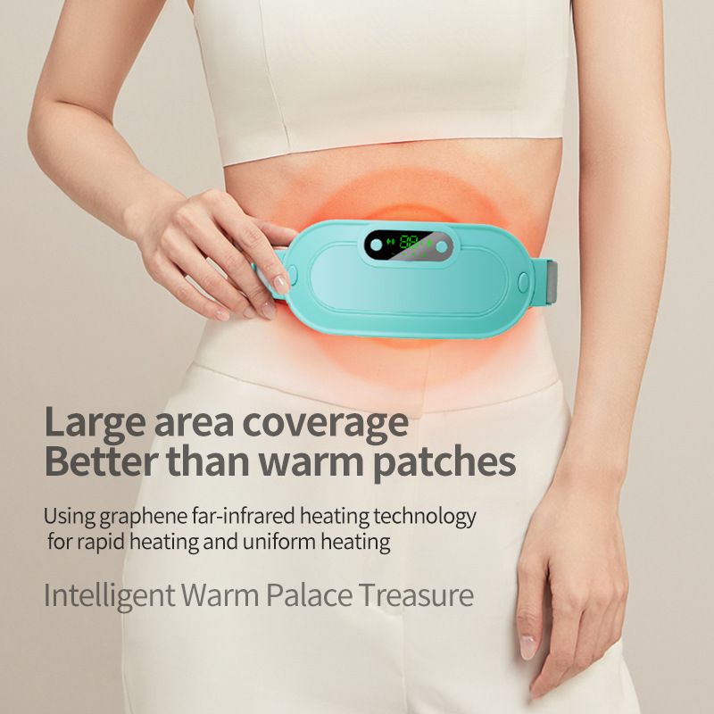 Pink Portable USB Rechargeable Graphene Heating Waist Belt with Gift Box - 4 Modes Vibrating Abdominal Massager & 3 Levels Large Area Heating Therapy Pad for Women