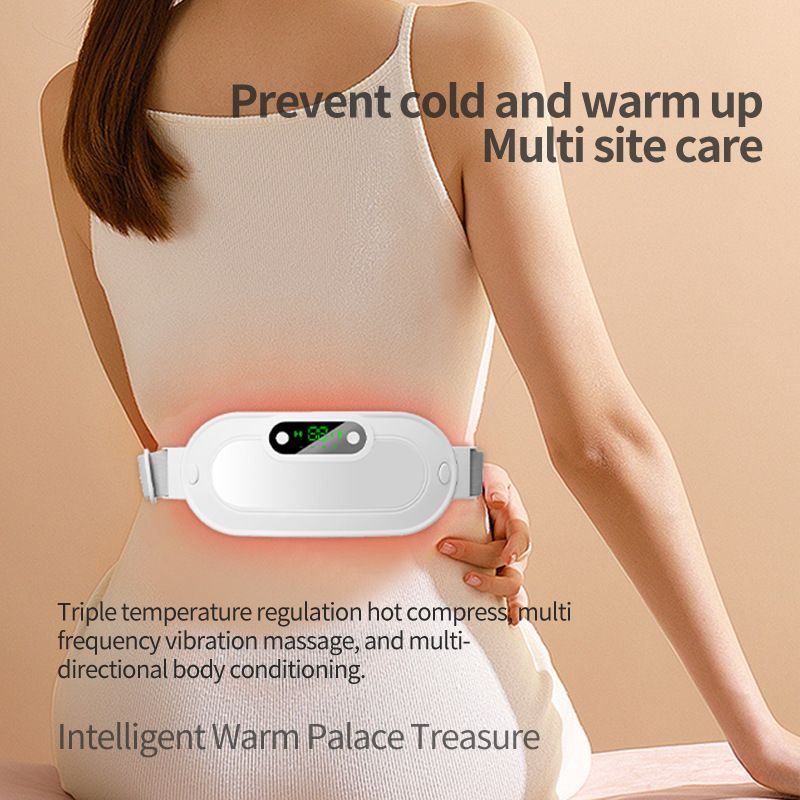 Green Portable USB Rechargeable Graphene Heating Waist Belt with Gift Box - 4 Modes Vibrating Abdominal Massager & 3 Levels Large Area Heating Therapy Pad for Women