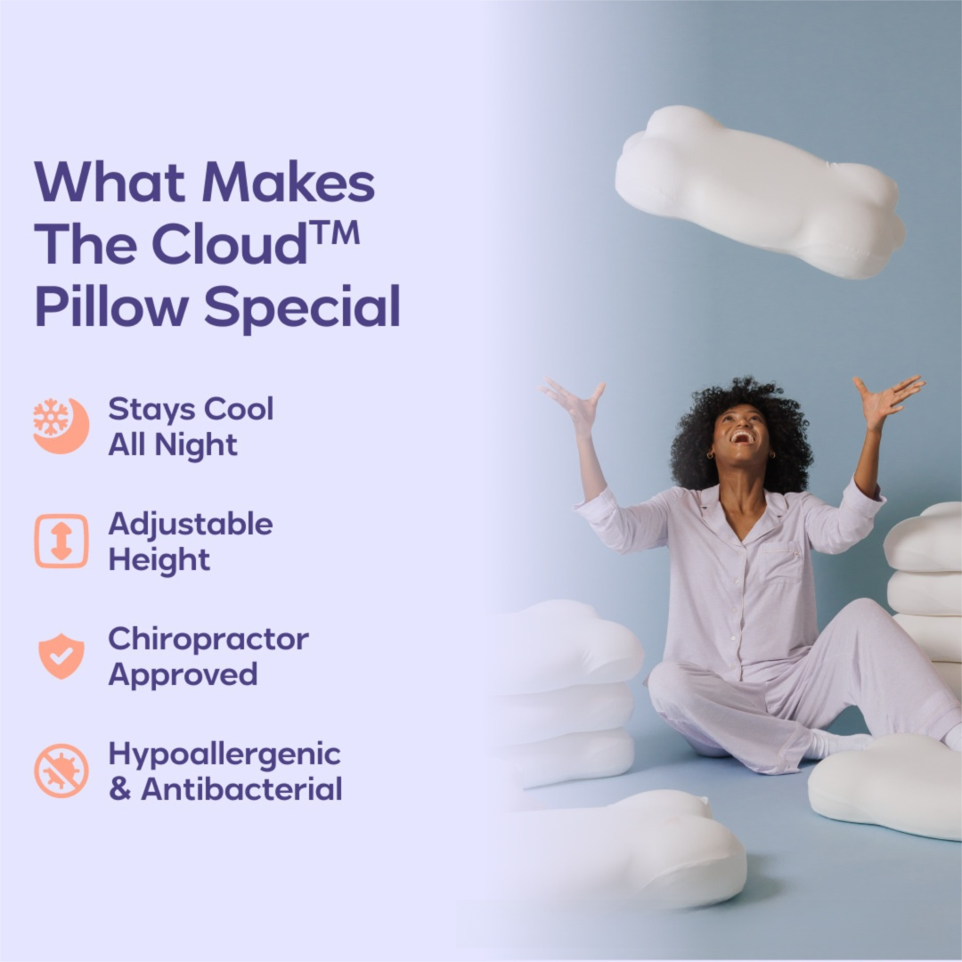 Navy Blue Cloud Memory Foam Cervical Support Pillow Core and Cover (60 x 30 x 10CM) – Ergonomic Neck Orthopedic Contour Pillow for Side Back & Stomach Sleepers, Deep Sleeping and Pressure Relieving