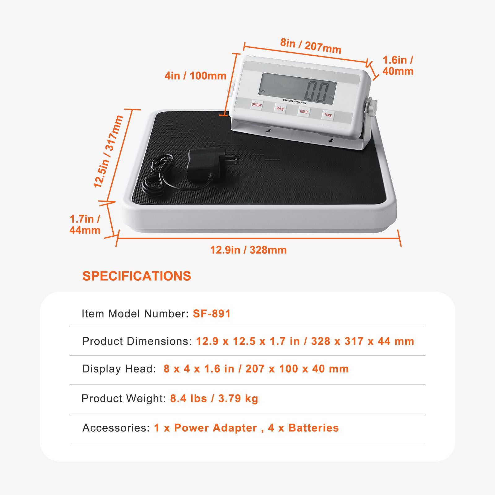Portable Medical Scale, Professional Digital Physician Scale for Weighing - with Anti-Slip Mat, 2 Units (kg/lb), Hold & Tare Function, 400LBS Capacity Physician Wight Scale for Gym Home Hospital