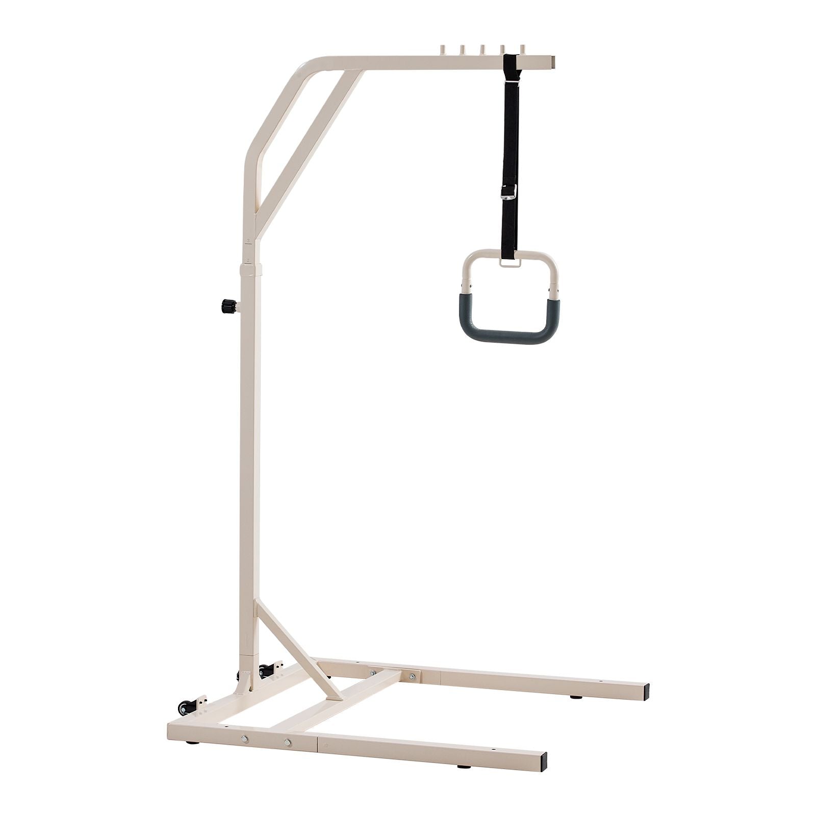 Trapeze Bar for Bed Mobility, Height-Adjustable Free Standing Trapeze Bar with 2 Wheels, 300LBS Capacity Bed Pull Up Assist for Elderly Disabled, Ideal for Hospital, Nursing Home & Home Care