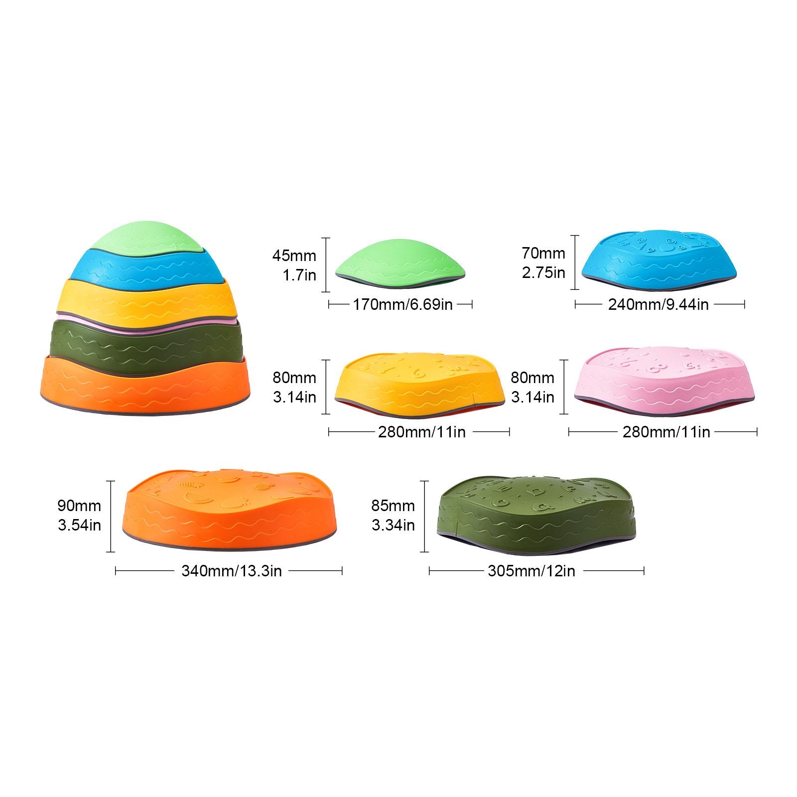 Kids Balance Stepping Stones Sensory Obstacle Course 6 PCS Outdoor Indoor